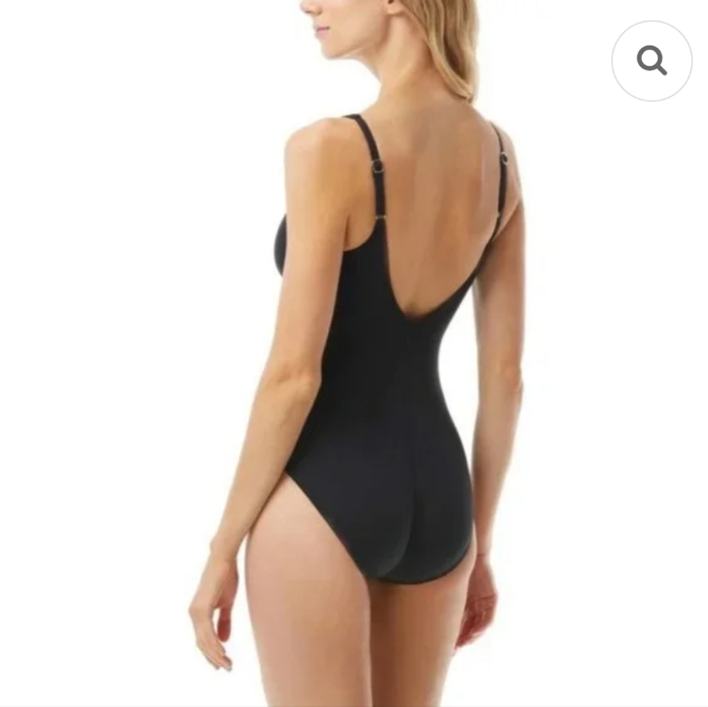 Michael Michael Kors One Piece V-Neck Swimsuit In Black Size 8 - Picture 2 of 10